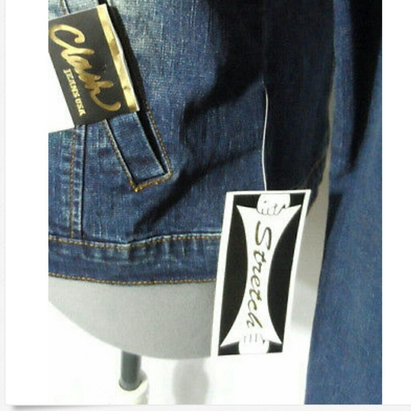 Nwt CLASH JEANS Jacket M Stone washed Dark denim - Picture 5 of 5
